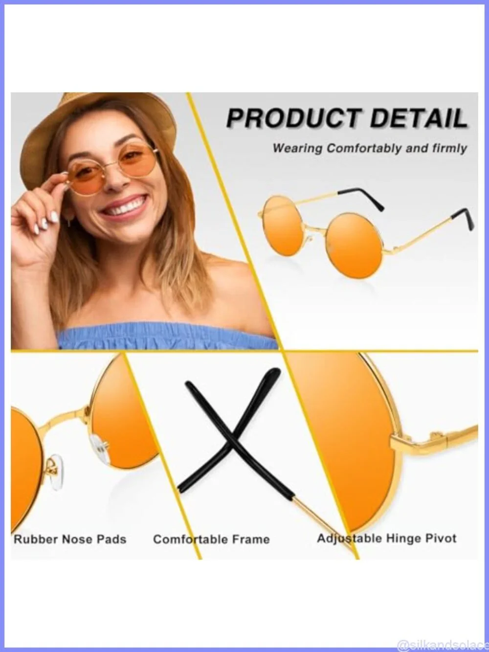 Round Hippie Sunglasses 70s Retro Party Costume Metal Frame 48mm